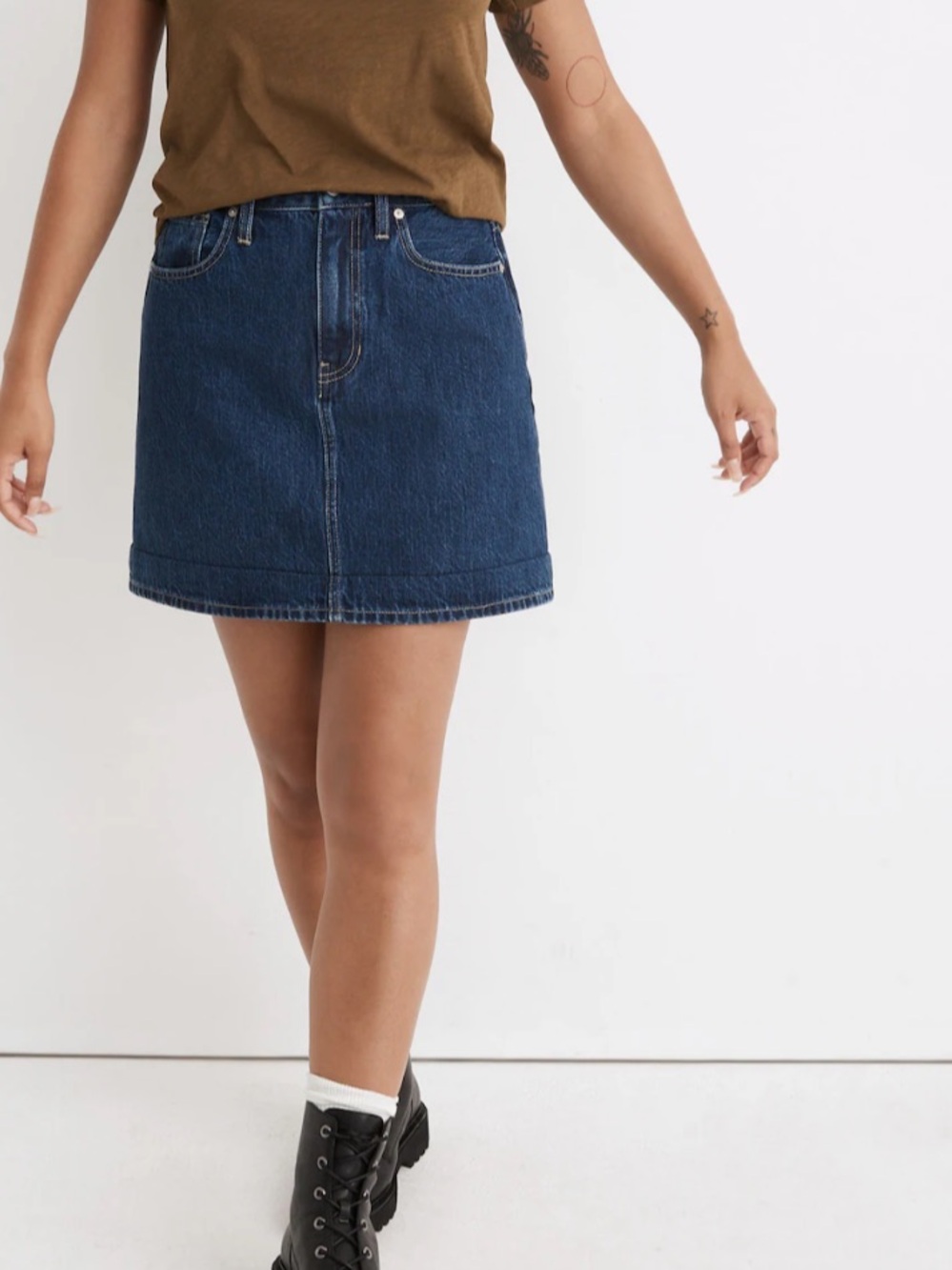 Madewell RIGID DENIM A-LINE mini skirt blue size 28